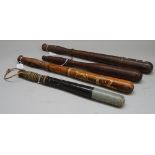 A 'Mcnaughton' hardwood police truncheon stamped 'MCNAUGHTON GLASGOW', 45cm,