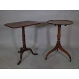 A George III mahogany tripod table, with dished top,
