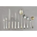 A matched silver flatware service in the feather edge pattern,