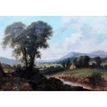 English School (19th century), River landscape, oil on canvas, 24.5cm x 34cm.