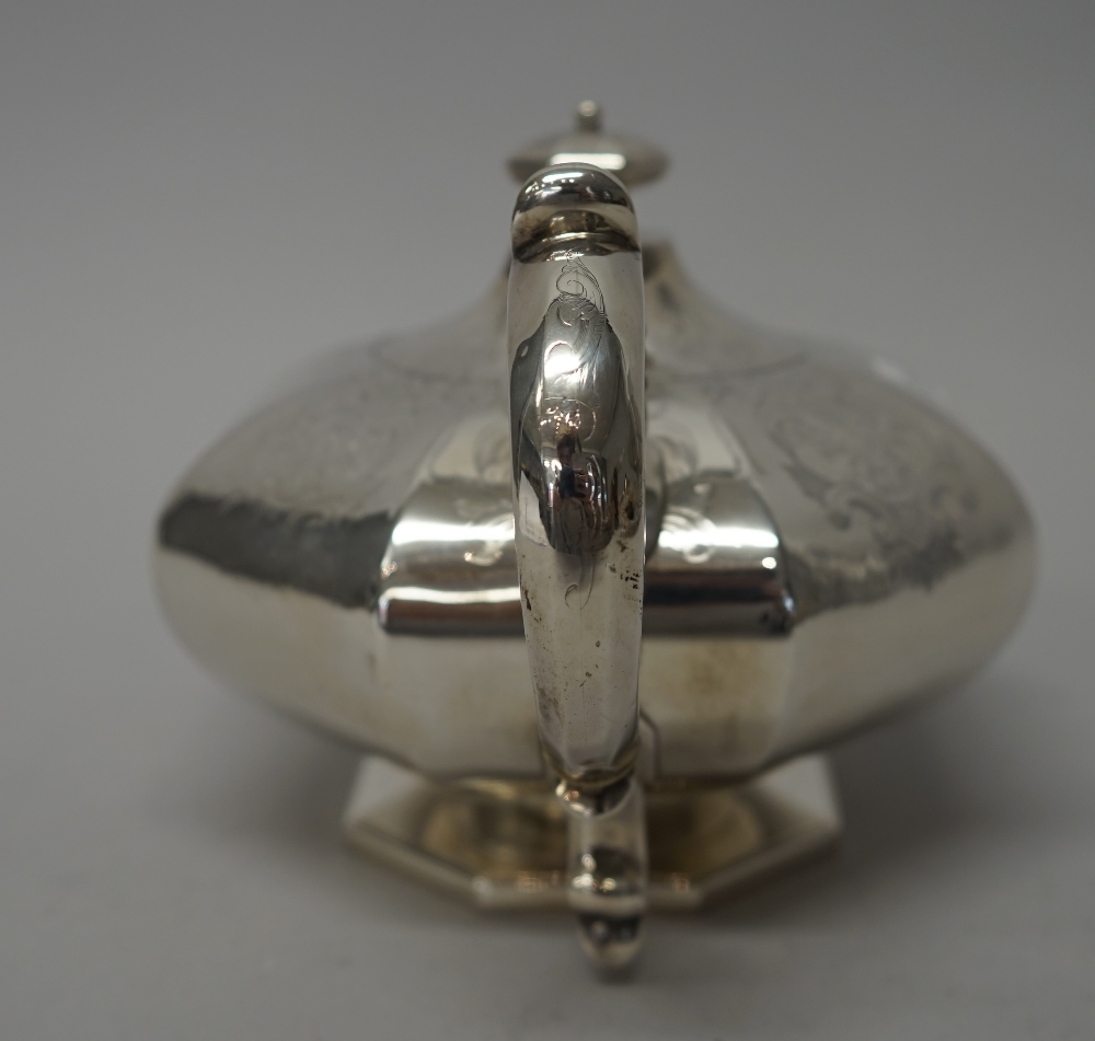 A Victorian silver teapot, of squat octagonal form, - Image 4 of 6