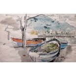 John Stanton Ward (1917-2007), Harbour view, Rayello, watercolour, pen and ink, signed,