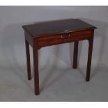 A George III mahogany single drawer side table, 76cm wide x 72cm high.