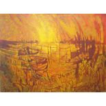 Ken Longcake (20th century), Autumn Harbour, oil on board, signed and dated '68,
