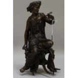 In the manner of Pradier, a seated figural bronze depicting Sappho, late 19th century,