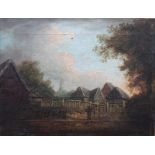 English School (early 19th century), View from a field near Chichester, oil on canvas, unframed, 28.