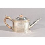 A George III silver teapot, of oval form,