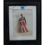 English School (19th century), Military figures, a group of three watercolours,