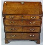 A 19th century oak bureau, with fitted interior, 99cm wide.
