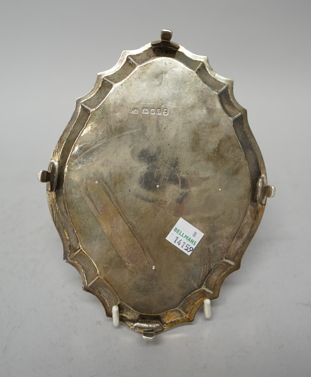 A George III silver teapot stand, of shaped oval form, with bright cut engraved decoration, - Image 7 of 7