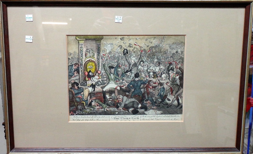 A group of thee hand coloured satirical engravings, including 'The March of Archery', - Image 2 of 3