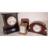 Asprey a leather cased gilt brass carriage timepiece,