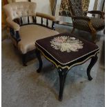 A Victorian ebonised tub back chair,