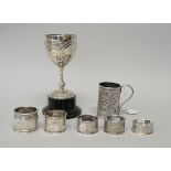 Silver, comprising; a trophy cup detailed 1st Hallamshire Battn, The York & Lancaster Reg,