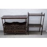 An early 19th century painted simulated rosewood rectangular two-tier étagère, with acorn finials,