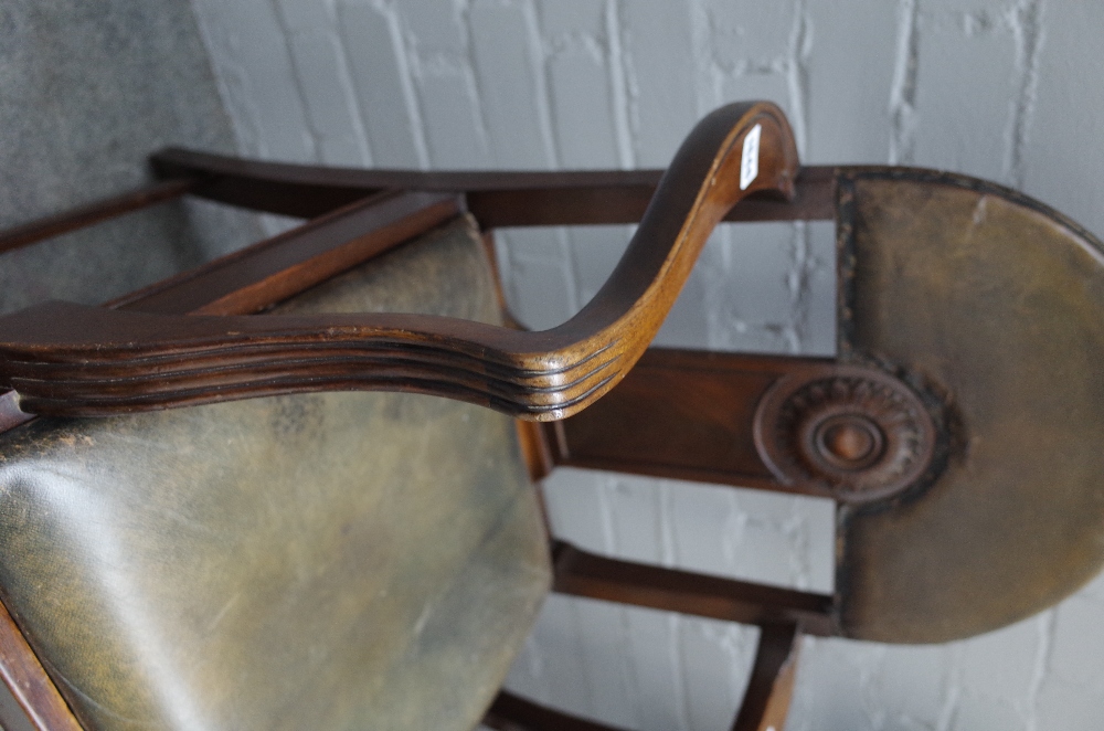 A set of six late 19th century mahogany dining chairs, with arch backs and sunflower carved splat, - Image 4 of 4