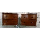 A pair of Victorian mahogany two drawer miniature chests, 30cm wide x 20cm high.