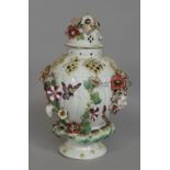 A Derby porcelain frill vase and cover, circa 1760, of traditional form,