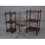 A group of 20th century furniture comprising; a mahogany three tier what 29cm wide x 78cm high,