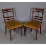 A set of six 19th century bar back dining chairs, with green upholstery, (6).