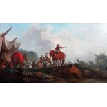 Manner of Philippe Jacques Loutherbourg, A Military encampment, oil on canvas,