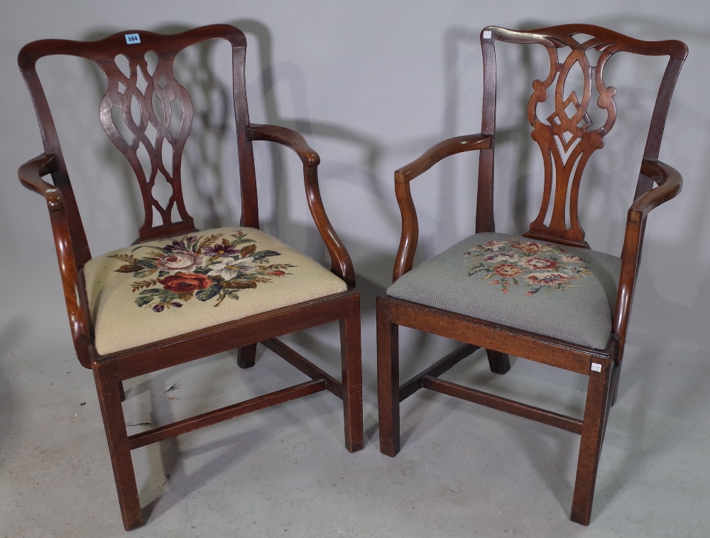 A George III mahogany open armchair and another similar, (2). - Image 2 of 2