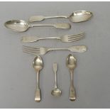 A quantity of silver flatware, each with engraved armorial of bat with raised wings,