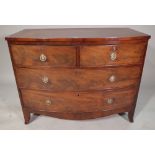 A 19th century mahogany bowfront chest, with two short and two long drawers, on bracket feet,