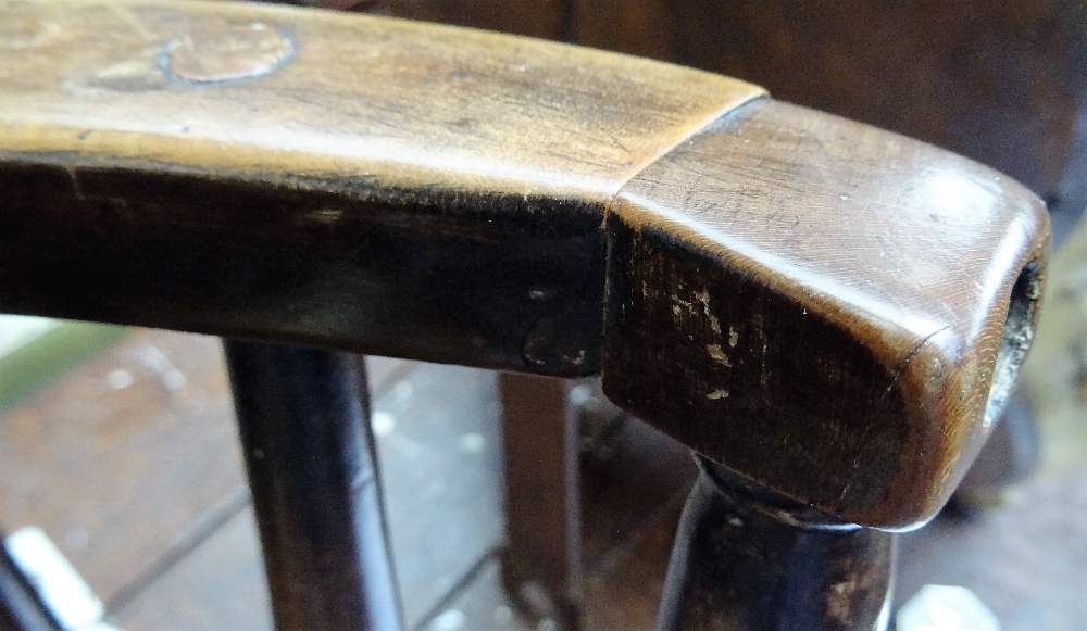 A 19th century primitive beech and ash child's tub back chair with turned decoration, - Image 5 of 6