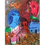 Marc Chagall (1887-1985), Woman with horse, colour lithograph, 1969, Mourlot, 30cm x 23cm.