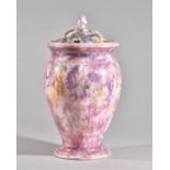 A rare Wedgwood Moonlight lustre pearlware potpourri vase, lid and pierced cover, circa 1810,