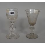 An engraved glass goblet, 19th century,