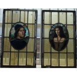 A pair of stained glass panels, 19th century,