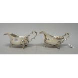 A pair of 20th century silver sauceboats, D and J Welby Ltd.