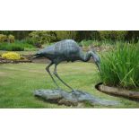 Gill Parker (b. 1957), Grey heron, bronze, approx 60cm high.