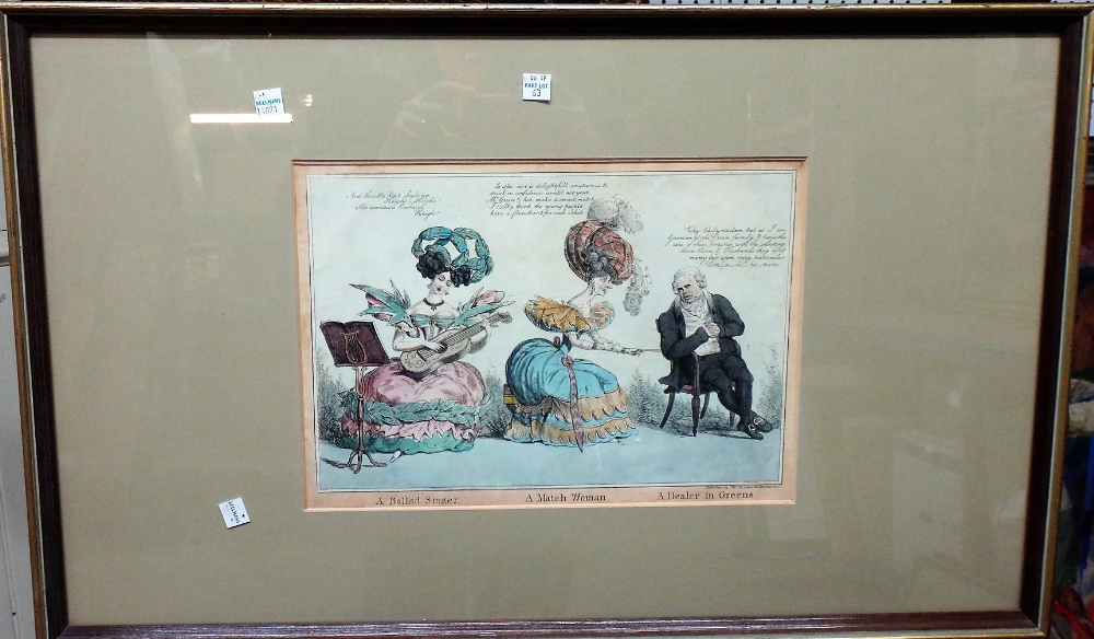 A group of thee hand coloured satirical engravings, including 'The March of Archery', - Image 3 of 3