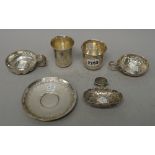 Assorted Continental silver including; an 18th century French beaker,