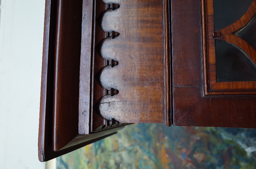 A mahogany library bookcase, Regency top on associated base, - Image 4 of 4