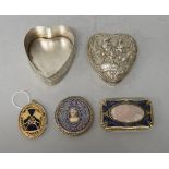 Silver and foreign wares, comprising; a Middle Eastern heart shaped box and cover,