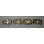 Assorted silver plate including; a set of four pedestal vases; a circular entrée dish and cover;