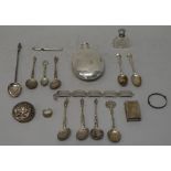 Silver and silver plated wares, comprising; a Victorian hip flask, of oval form,