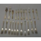 Silver forks, comprising; a pair of Victorian table forks in the fiddle pattern, London 1846,