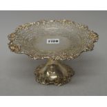 A silver pedestal tazza, of shaped circular form, the wide rim cast,