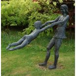 Olwen Gillmore, Jacqueline and Ben, bronze with coloured patintion, 143cm high.
