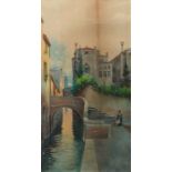 Circle of Eugenio Benvenuti, Venetian backwaters, a pair, watercolour, both indistinctly signed,