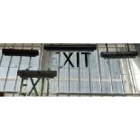 Four mid-20th century illuminated glass and chrome signs comprising; two 'Exit',