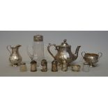 A Victorian three piece bachelor's teaset, HA Sheffield, 1877, teapot 14cms high, 496g.