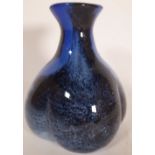 A 20th century blue studio glass vase, 13cm high.
