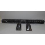 A 16th century oak split bobbin turned moulding, 33cm long x 14cm deep,