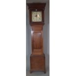 A late 18th century mahogany 30 hour longcase clock, with painted dial, 51cm wide x 202cm high.